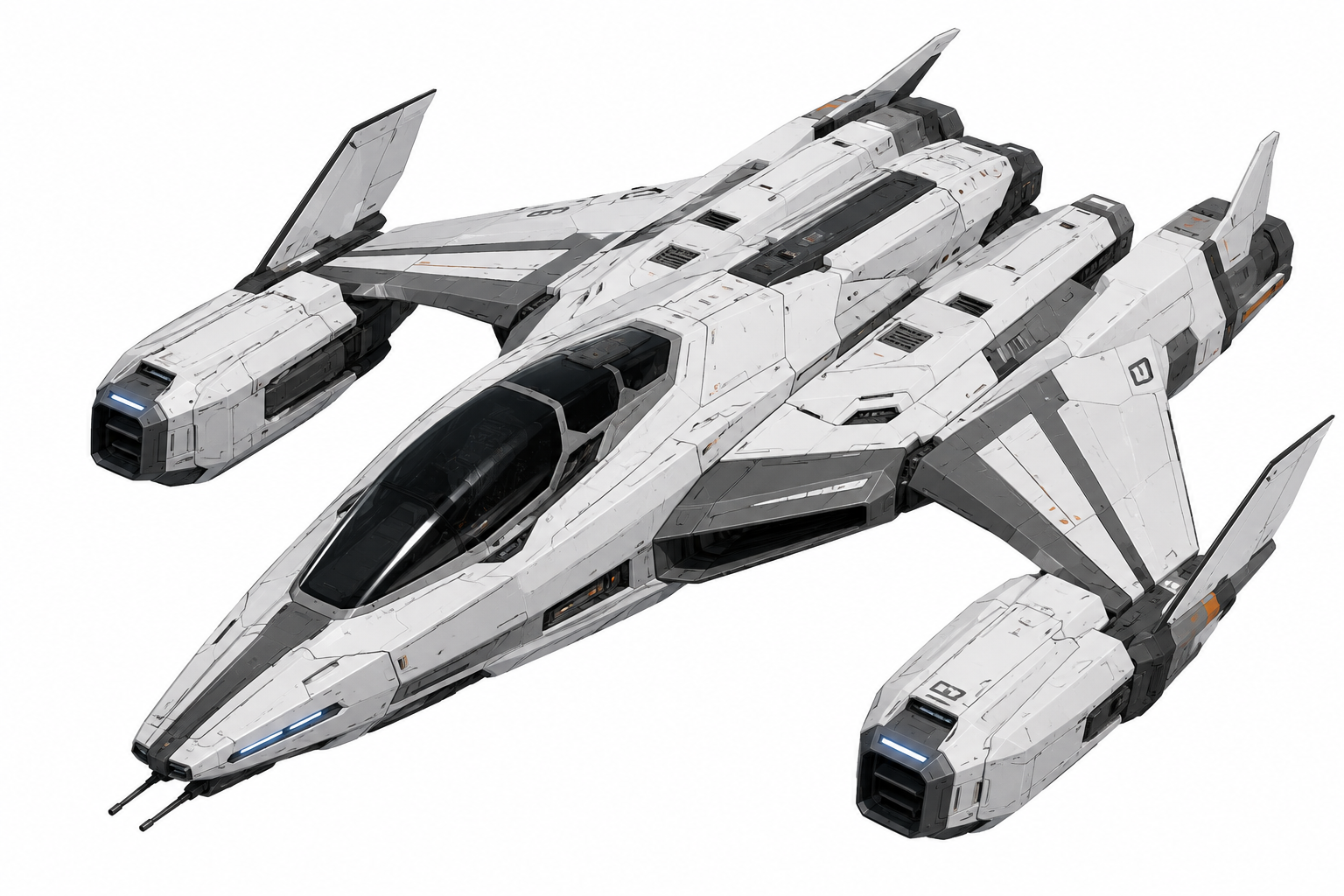 Spaceship concept art used to generate the 3D model
